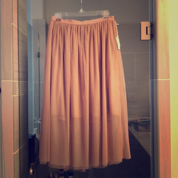 Pink Tulle Midi Skirt - Picture 1 of 5